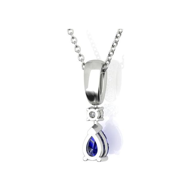 18ct White Gold Pear Australian Sapphire & Diamond Pendant