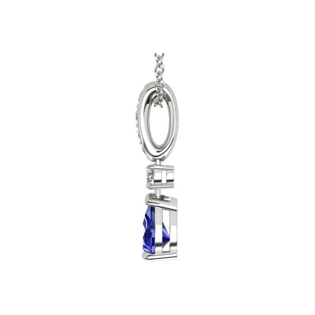 18ct White Gold Pear Australian Sapphire & Diamond Pendant