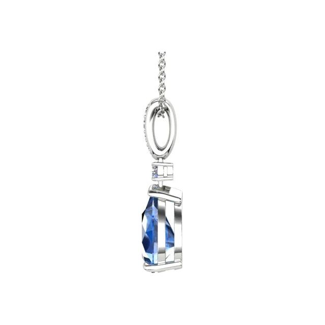 18ct White Gold Pear Tanzanite & Diamond Pendant