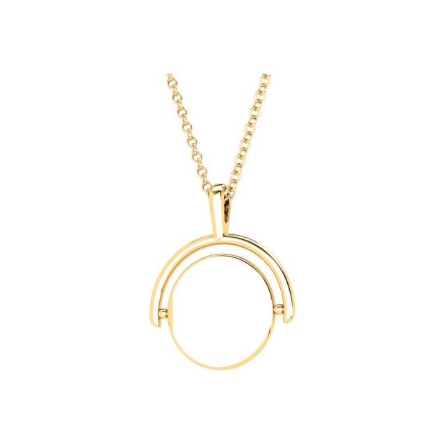 18ct Yellow Gold Small Signet Rotating Disc Pendant