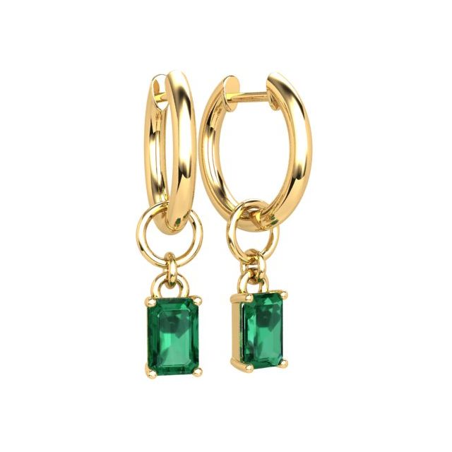 18ct Yellow Gold 0.86ct Emerald Drop Earrings