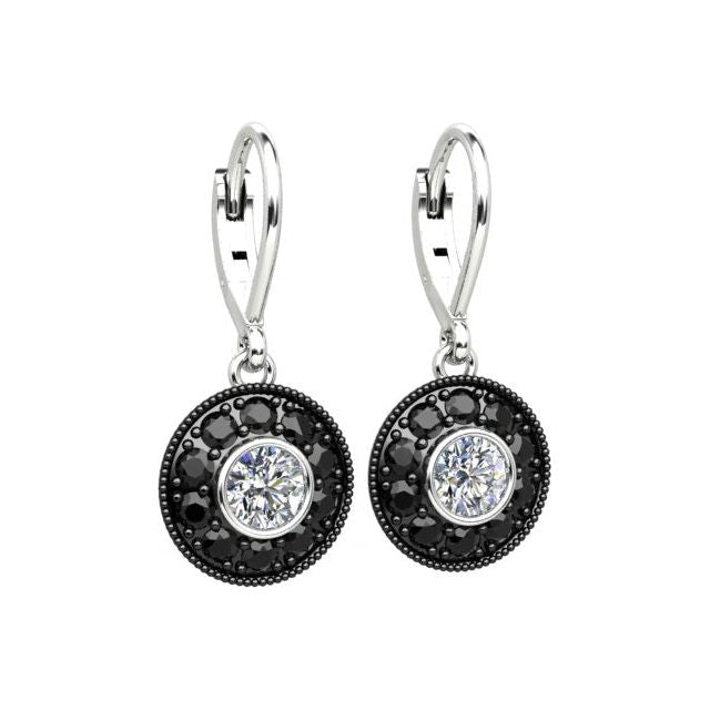 18ct White Gold 1.00ct Diamond Halo-Style Drop Earrings