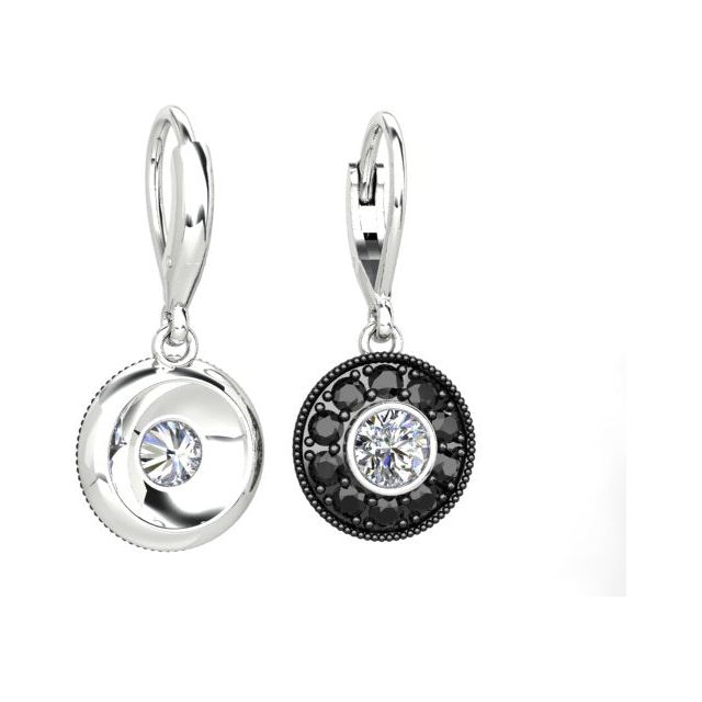 18ct White Gold 1.00ct Diamond Halo-Style Drop Earrings