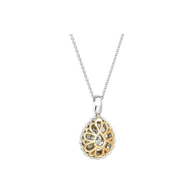 18ct White & Yellow Gold 1.25ct Pear Diamond Drop Pendant