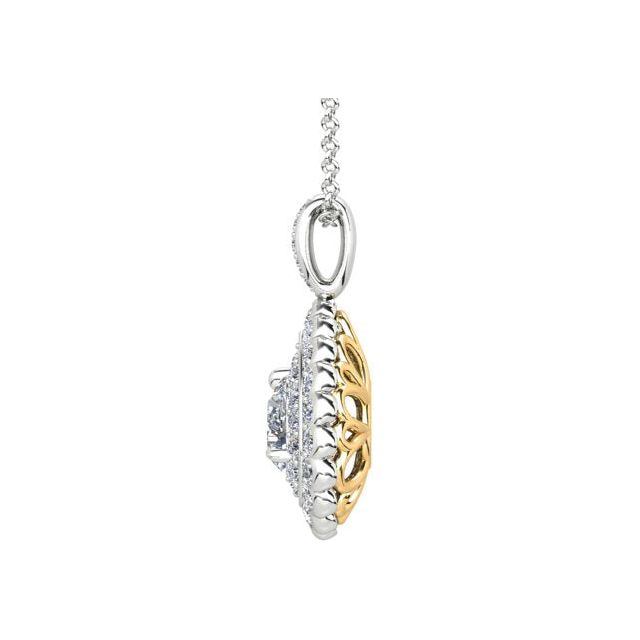 18ct White & Yellow Gold 1.25ct Pear Diamond Drop Pendant