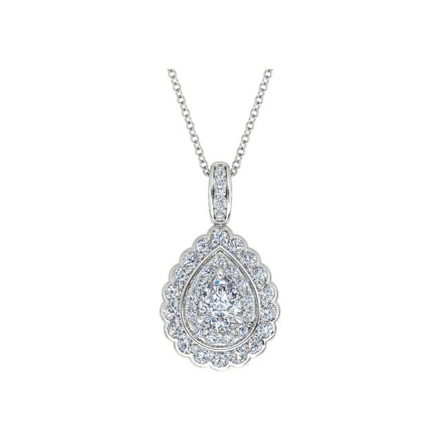 18ct White & Yellow Gold 1.25ct Pear Diamond Drop Pendant