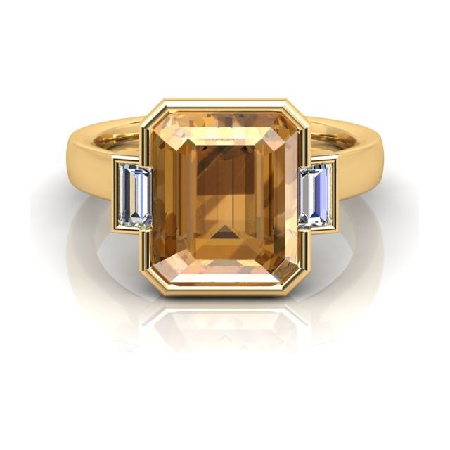 18ct Yellow Gold 5.07ct Citrine & Diamond Dress Ring