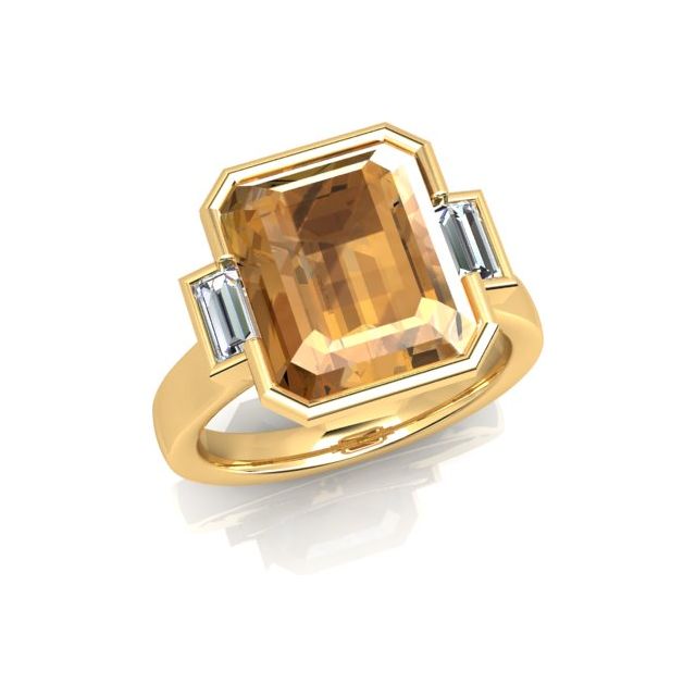 18ct Yellow Gold 5.07ct Citrine & Diamond Dress Ring