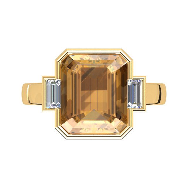 18ct Yellow Gold 5.07ct Citrine & Diamond Dress Ring
