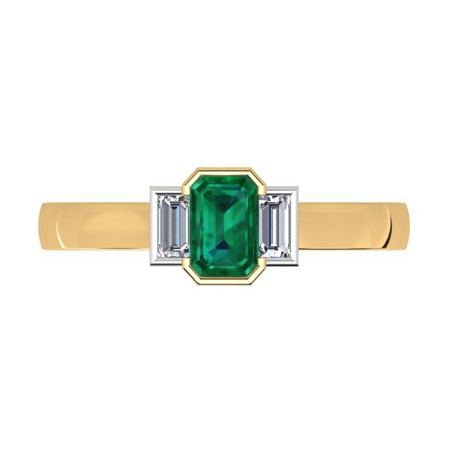 18ct Yellow & White Gold 0.66ct Emerald & Diamond Dress Ring
