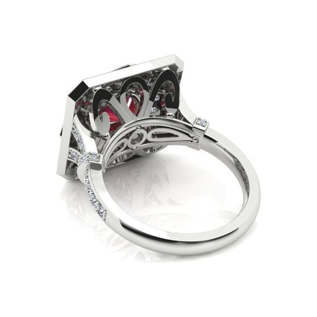 18ct White Gold Art Deco Style 1.57ct Ruby & Diamond Dress Ring
