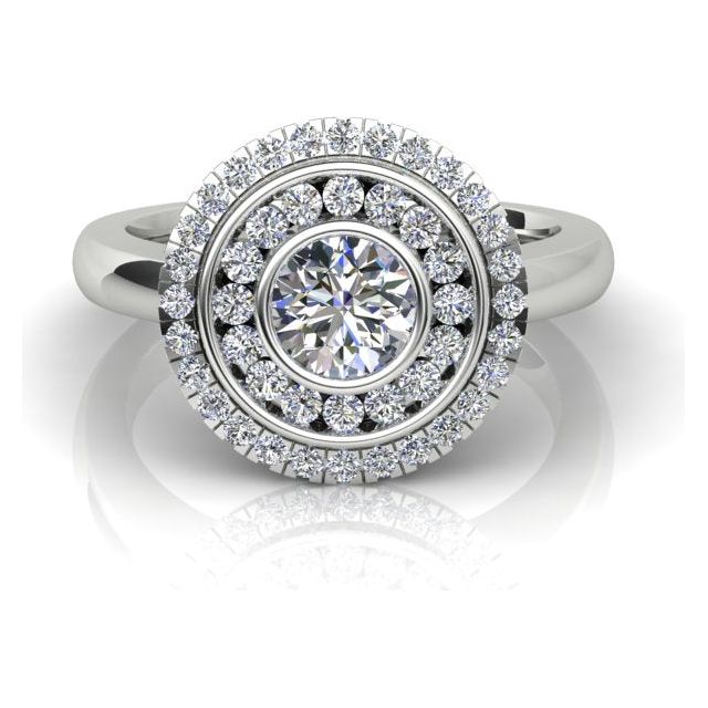 18ct White Gold 1.54ct Diamond Double-Halo Dress Ring