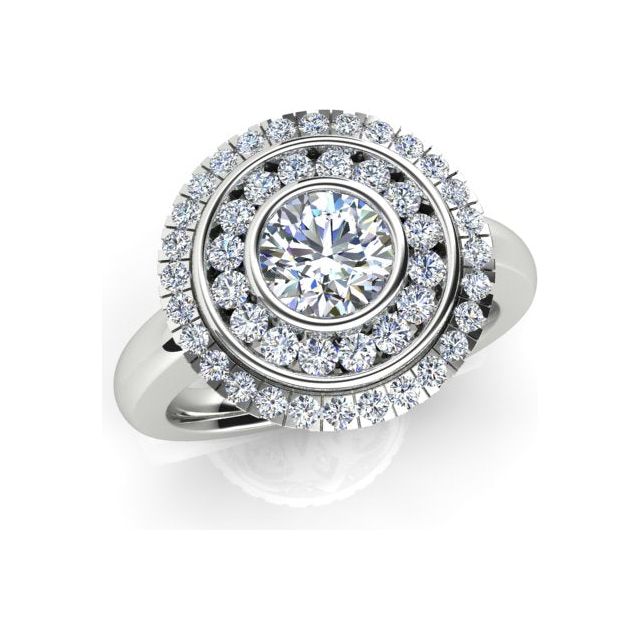 18ct White Gold 1.54ct Diamond Double-Halo Dress Ring