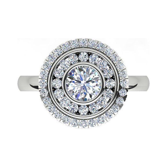 18ct White Gold 1.54ct Diamond Double-Halo Dress Ring