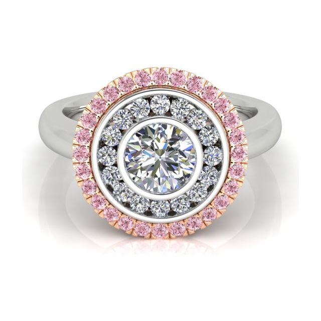 18ct White & Rose Gold 1.72ct Argyle Origin Pink Diamond Double-Halo Dress Ring