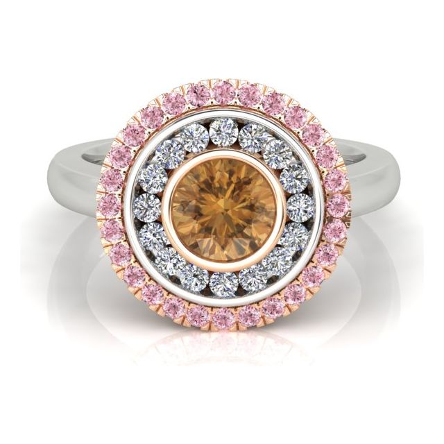 18ct White & Rose Gold 1.79ct Argyle Origin Diamond Double-Halo Dress Ring