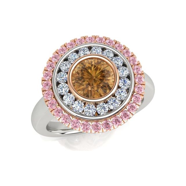 18ct White & Rose Gold 1.79ct Argyle Origin Diamond Double-Halo Dress Ring