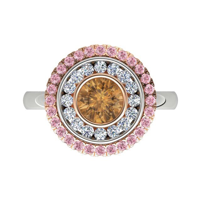 18ct White & Rose Gold 1.79ct Argyle Origin Diamond Double-Halo Dress Ring
