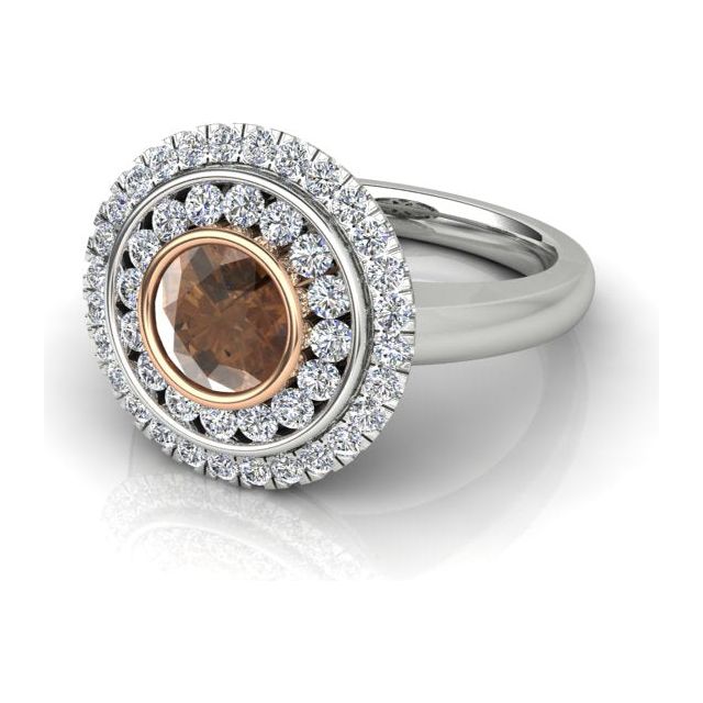 18ct White & Rose Gold 1.76ct Argyle Origin Diamond Double-Halo Dress Ring