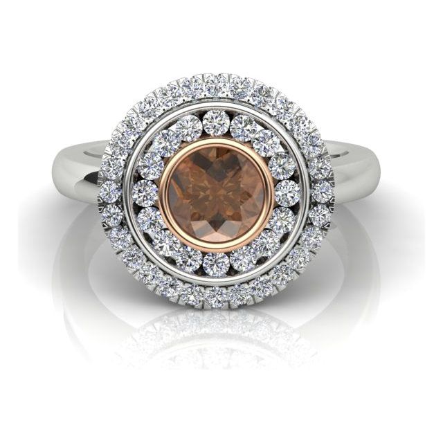 18ct White & Rose Gold 1.76ct Argyle Origin Diamond Double-Halo Dress Ring