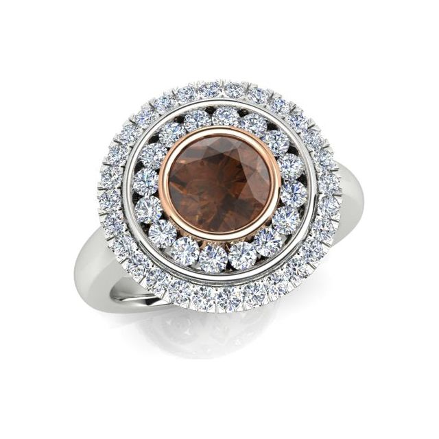 18ct White & Rose Gold 1.76ct Argyle Origin Diamond Double-Halo Dress Ring