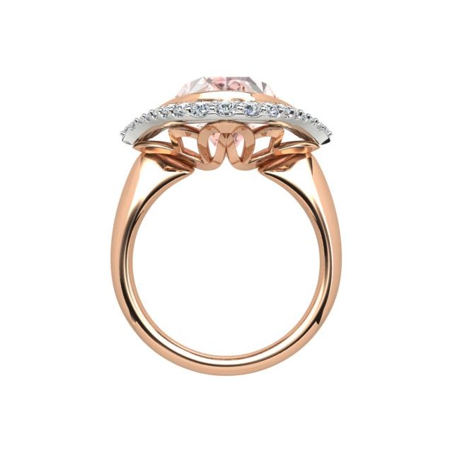 18ct Rose & White Gold 5.60ct Oval Morganite & Diamond Dress Ring