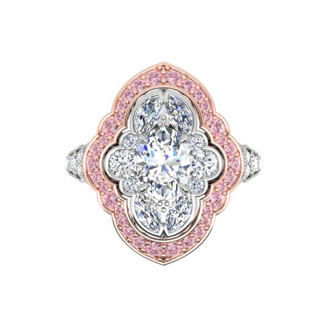 18ct White & Rose Gold 2.77ct Argyle Origin Pink Diamond Double-Halo Dress Ring