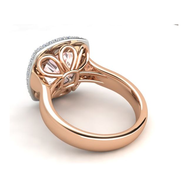 18ct Rose & White Gold 3.77ct Cushion Morganite & Diamond Dress Ring
