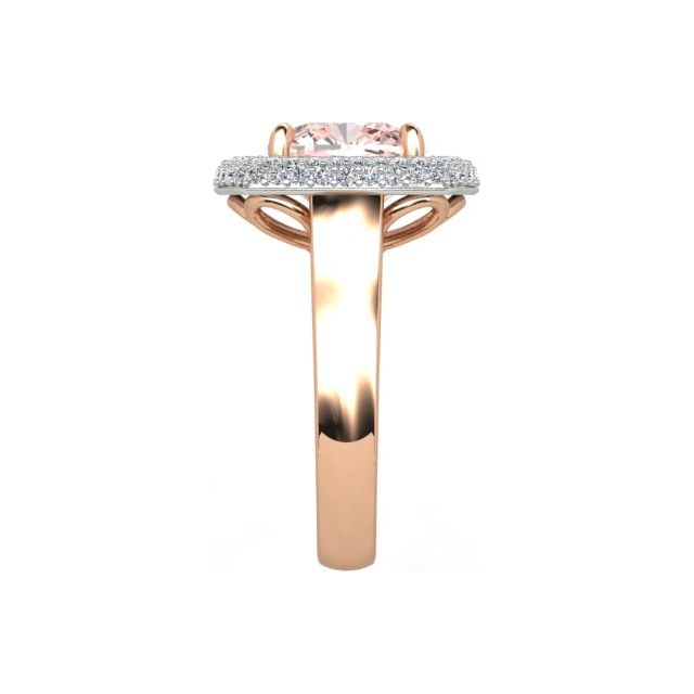 18ct Rose & White Gold 3.77ct Cushion Morganite & Diamond Dress Ring