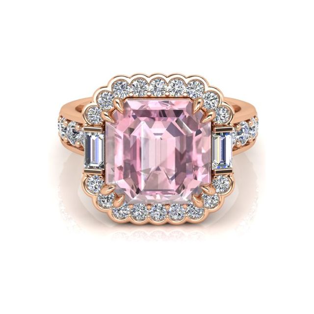 18ct Rose & Gold 5.93ct Asscher Morganite & Diamond Dress Ring