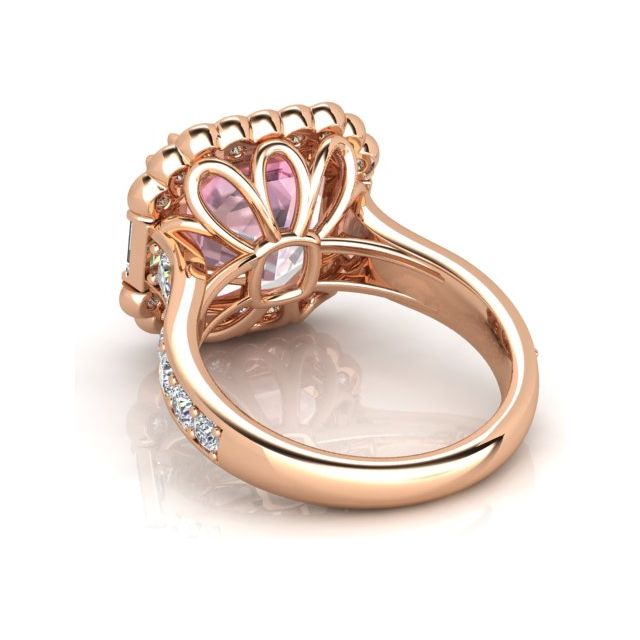 18ct Rose & Gold 5.93ct Asscher Morganite & Diamond Dress Ring