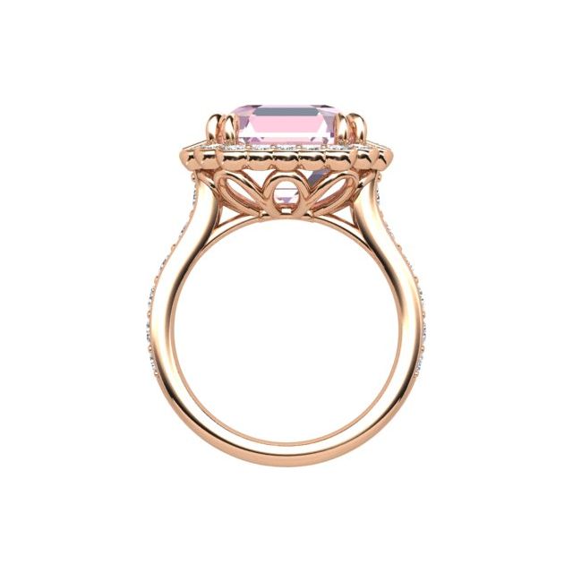 18ct Rose & Gold 5.93ct Asscher Morganite & Diamond Dress Ring