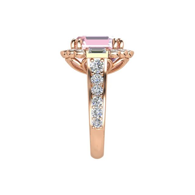 18ct Rose & Gold 5.93ct Asscher Morganite & Diamond Dress Ring