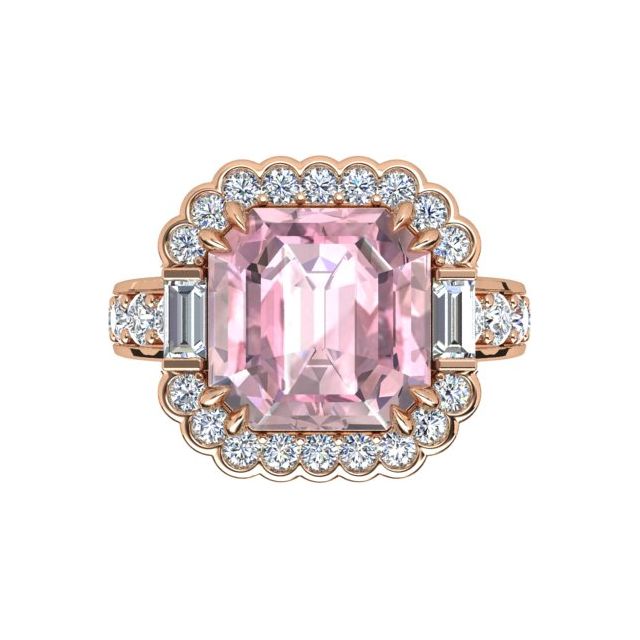 18ct Rose & Gold 5.93ct Asscher Morganite & Diamond Dress Ring