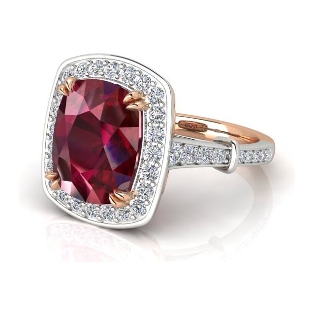18ct Rose & White Gold 5.12ct Tourmaline & Diamond Halo-Style Dress Ring