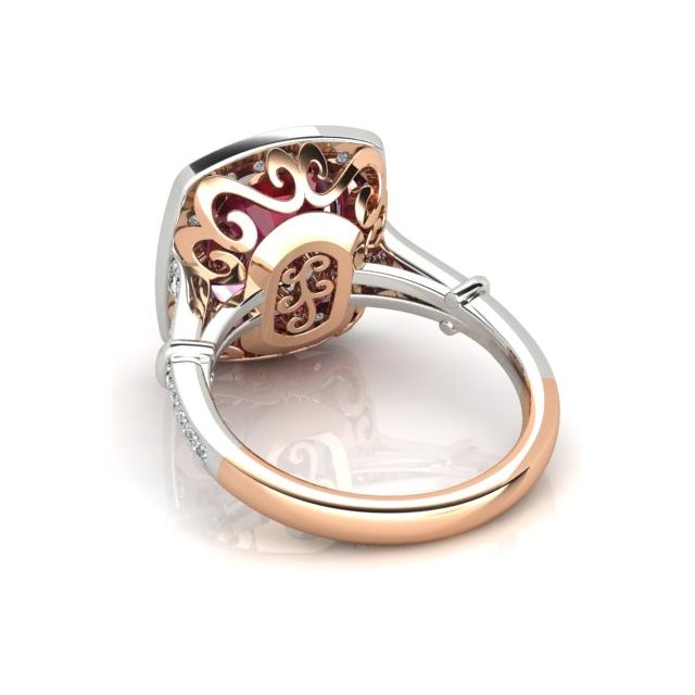 18ct Rose & White Gold 5.12ct Tourmaline & Diamond Halo-Style Dress Ring