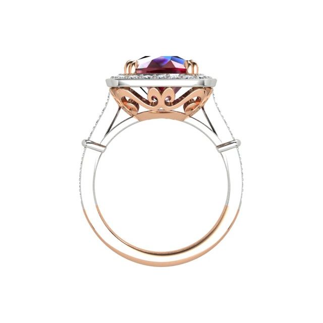 18ct Rose & White Gold 5.12ct Tourmaline & Diamond Halo-Style Dress Ring