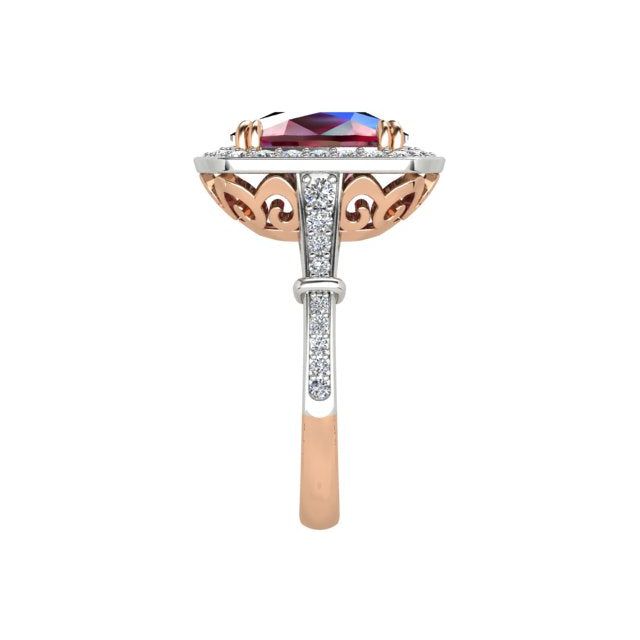 18ct Rose & White Gold 5.12ct Tourmaline & Diamond Halo-Style Dress Ring