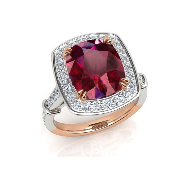 18ct Rose & White Gold 5.12ct Tourmaline & Diamond Halo-Style Dress Ring
