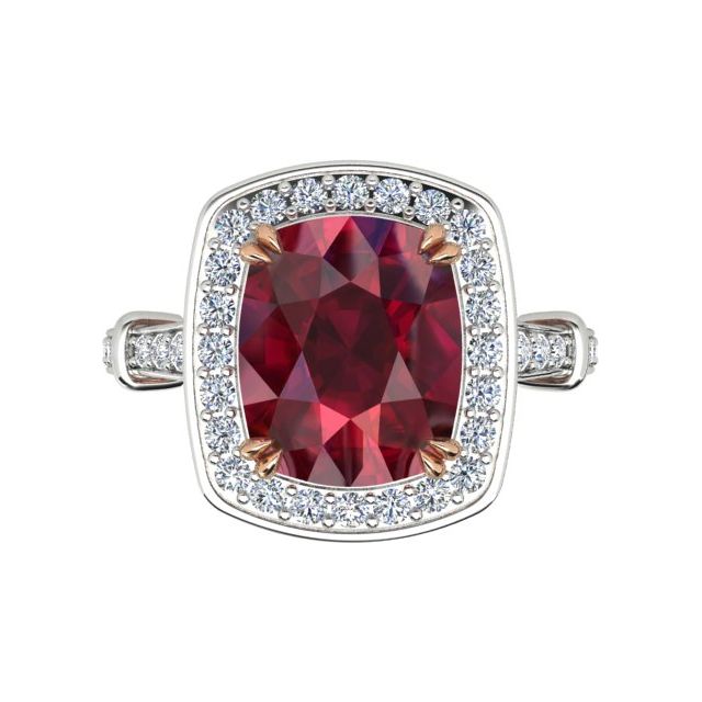 18ct Rose & White Gold 5.12ct Tourmaline & Diamond Halo-Style Dress Ring