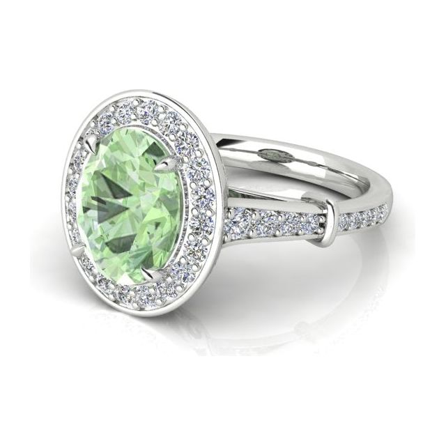 18ct White Gold 2.62ct Mint Tourmaline & Diamond Dress Ring