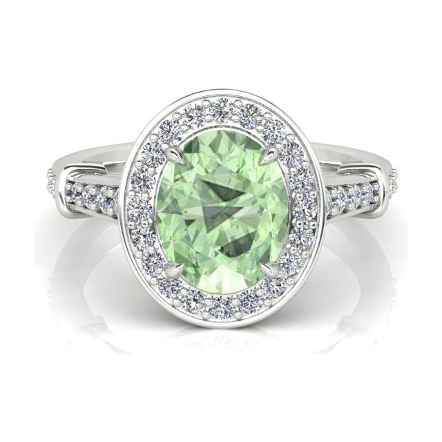 18ct White Gold 2.62ct Mint Tourmaline & Diamond Dress Ring