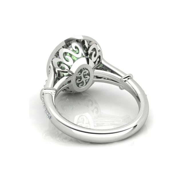 18ct White Gold 2.62ct Mint Tourmaline & Diamond Dress Ring