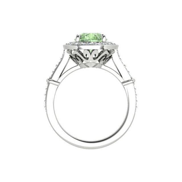 18ct White Gold 2.62ct Mint Tourmaline & Diamond Dress Ring