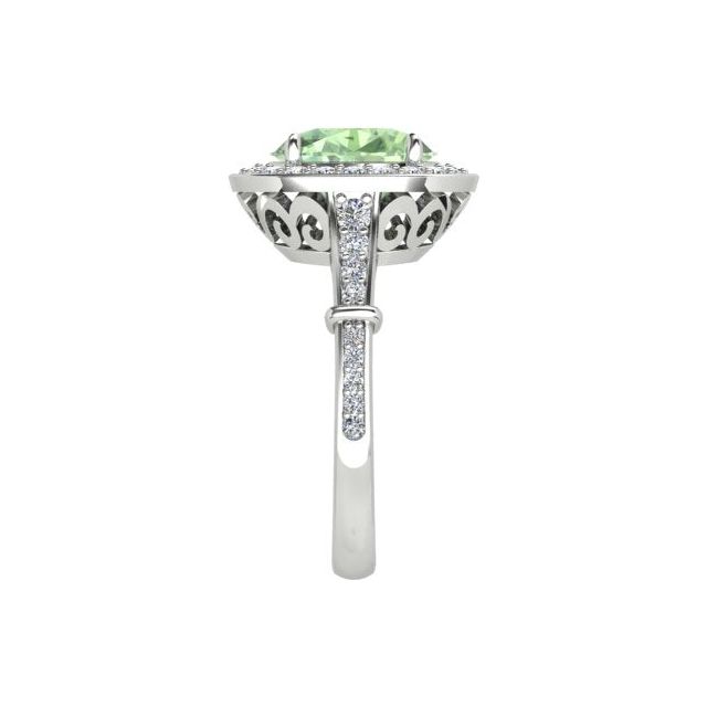 18ct White Gold 2.62ct Mint Tourmaline & Diamond Dress Ring