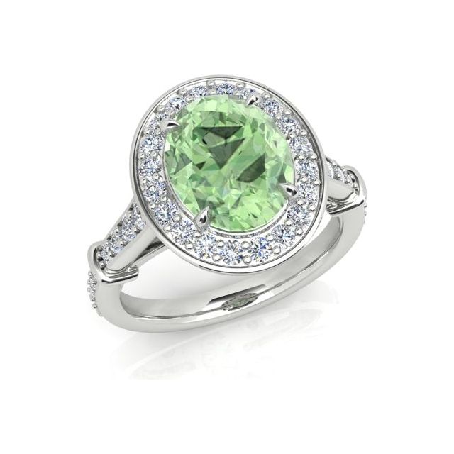 18ct White Gold 2.62ct Mint Tourmaline & Diamond Dress Ring