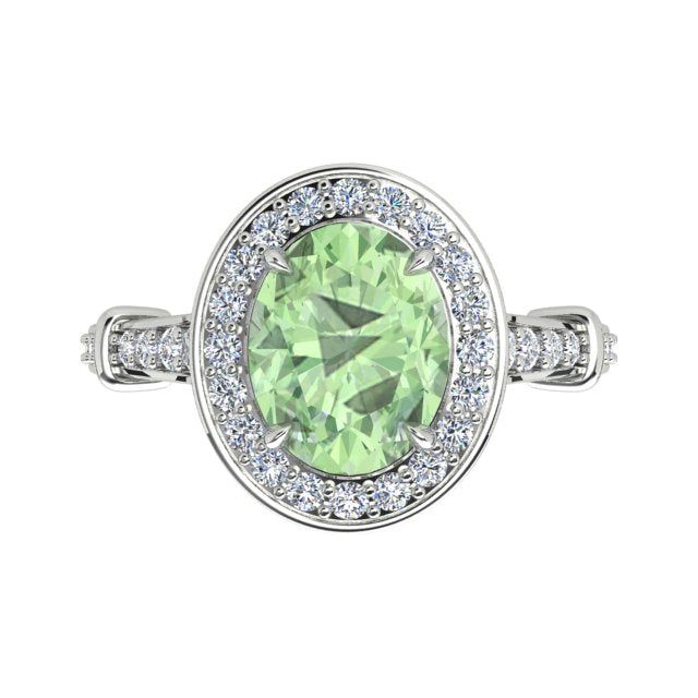 18ct White Gold 2.62ct Mint Tourmaline & Diamond Dress Ring