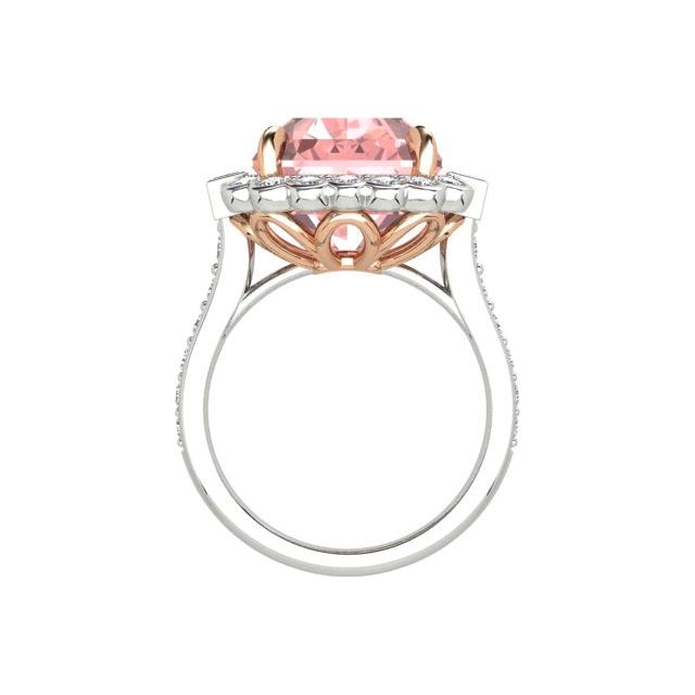 18ct White & Rose Gold 9.26ct Peach Tourmaline & Diamond Dress Ring