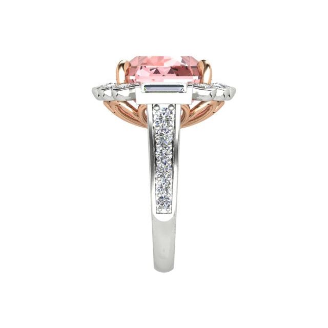 18ct White & Rose Gold 9.26ct Peach Tourmaline & Diamond Dress Ring