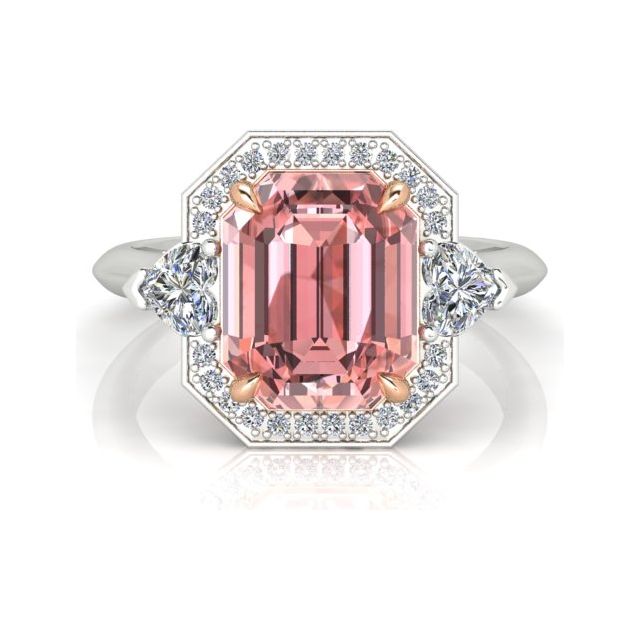 18ct White & Rose Gold 4.07ct Peach Tourmaline & Diamond Dress Ring